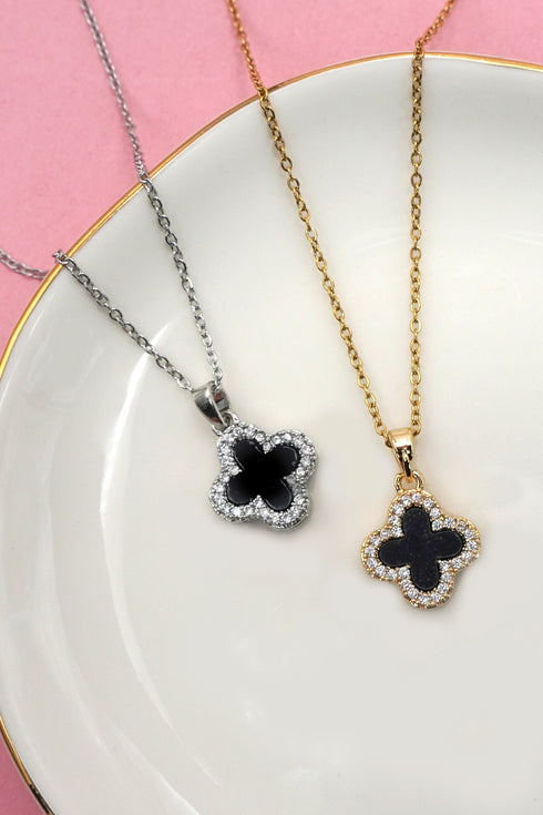 18K SS CLOVER NECKLACE